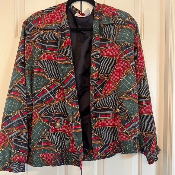 Vintage Bomber Jacket with Gold Buttons and Pockets - Picture 3 of 8